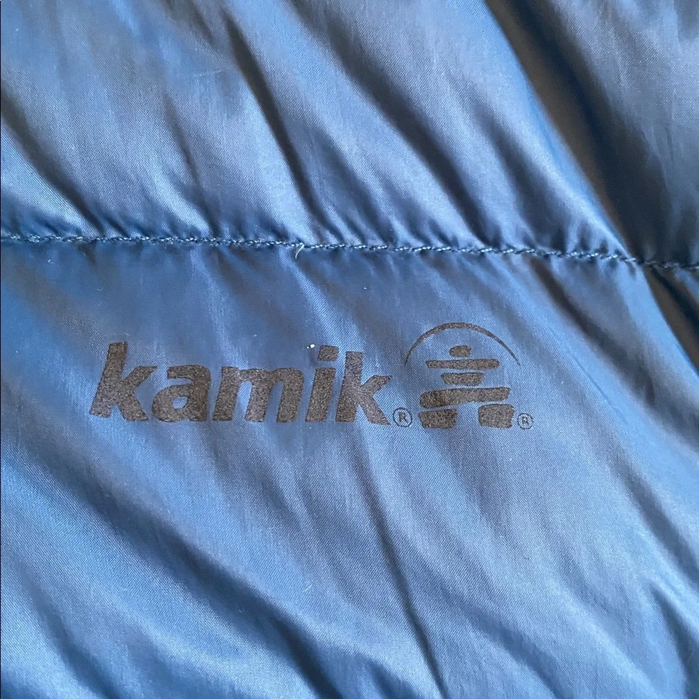 Kamik men’s dark blue down hooded puffer coat Sz M